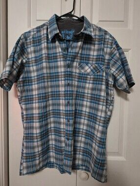 Kuhl Response men's plaid Blue/white short sleeve hiking shirt Size  M